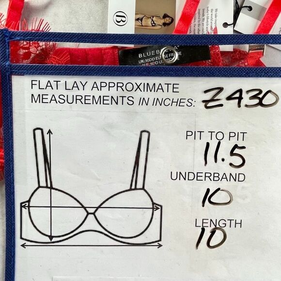 Bluebella Grace Bra Red Womens Size 30DD/E Lace Sheer Demi Bra Underwire NEW! - Picture 12 of 15